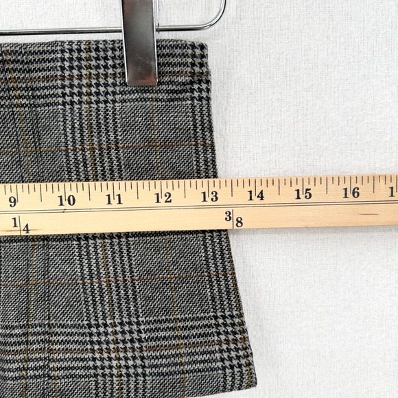 TIBI Glen Plaid Wool Corset Belt Womens 4 Gray Black Sheer Zipper Accessory - Picture 5 of 14